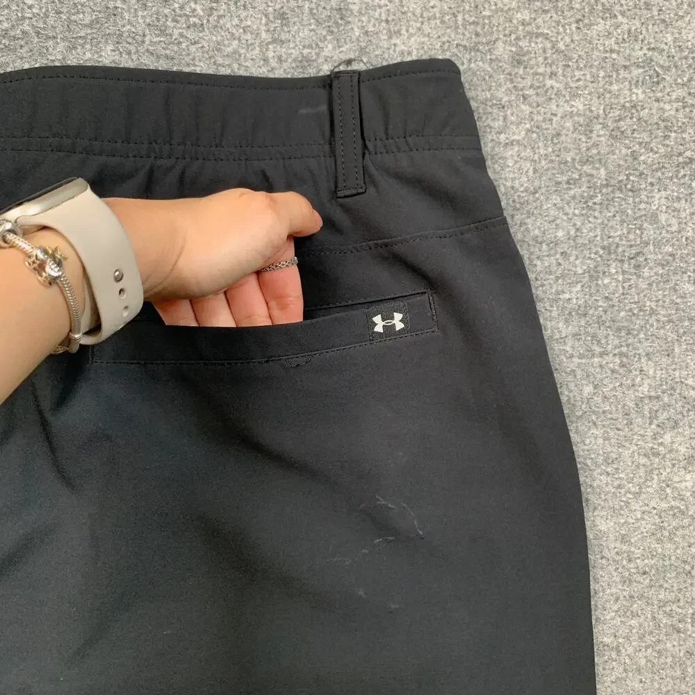 Under Armour Pants Mens 38 Black Gripper Waistband Performance Golf Travel Chino